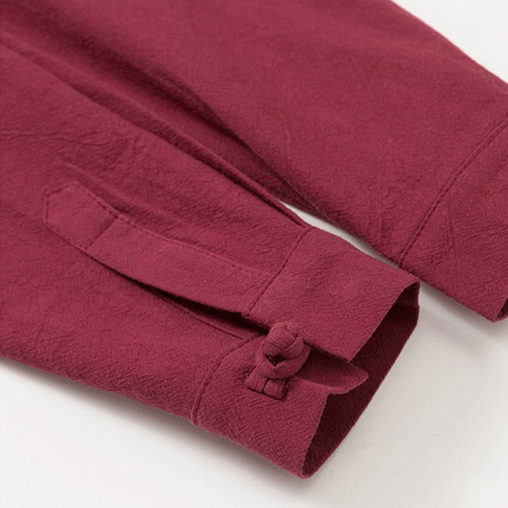 Conjunto de 2 piezas de camisa y pantalón de algodón de manga larga con botones de rana y bolsillos para hombre de Buddha Stones - image 8