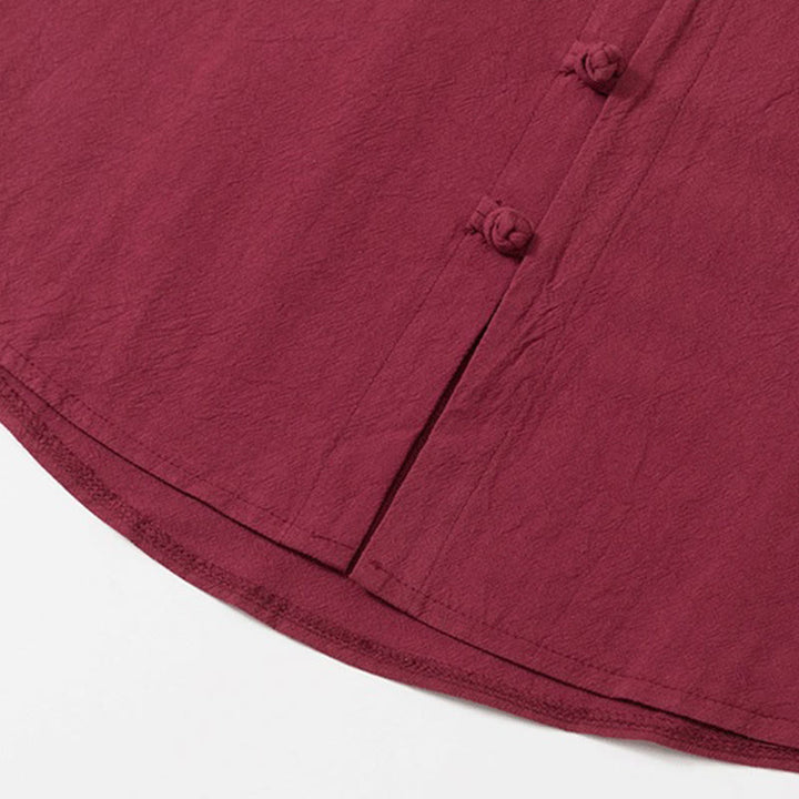 Conjunto de 2 piezas de camisa y pantalón de algodón de manga larga con botones de rana y bolsillos para hombre de Buddha Stones - image 7