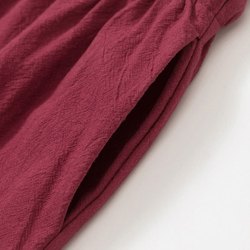 Conjunto de 2 piezas de camisa y pantalón de algodón de manga larga con botones de rana y bolsillos para hombre de Buddha Stones - image 11