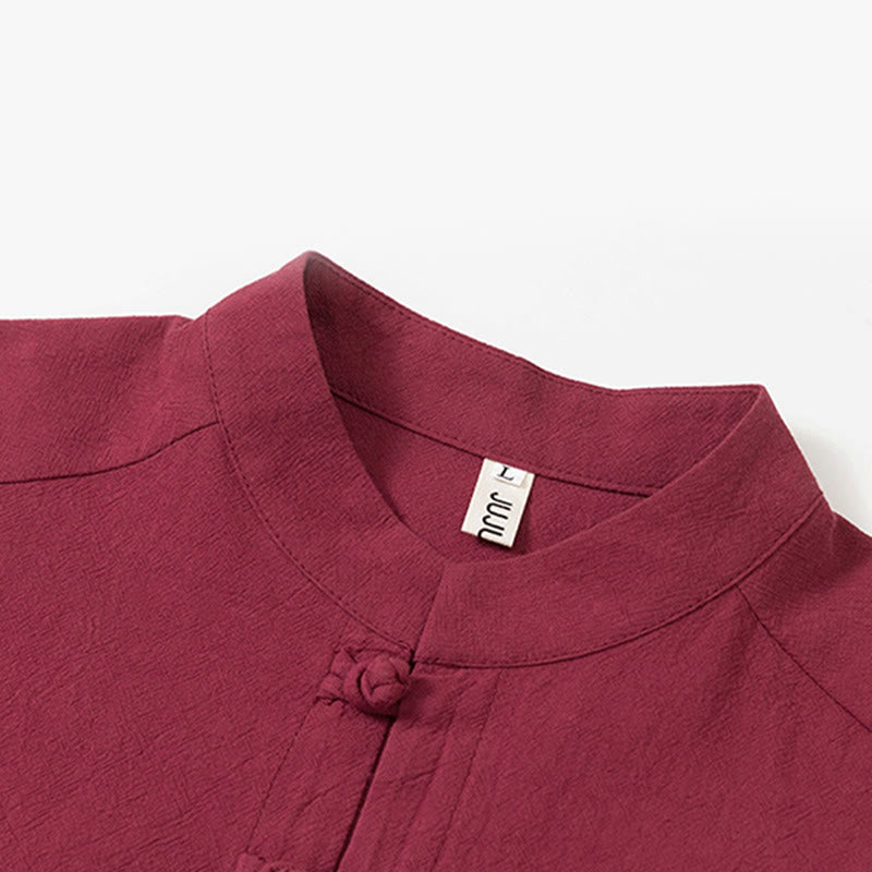 Conjunto de 2 piezas de camisa y pantalón de algodón de manga larga con botones de rana y bolsillos para hombre de Buddha Stones - image 4