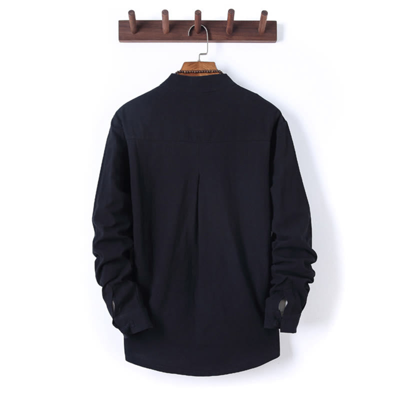 Conjunto de 2 piezas de camisa y pantalón de algodón de manga larga con botones de rana y bolsillos para hombre de Buddha Stones - image 2