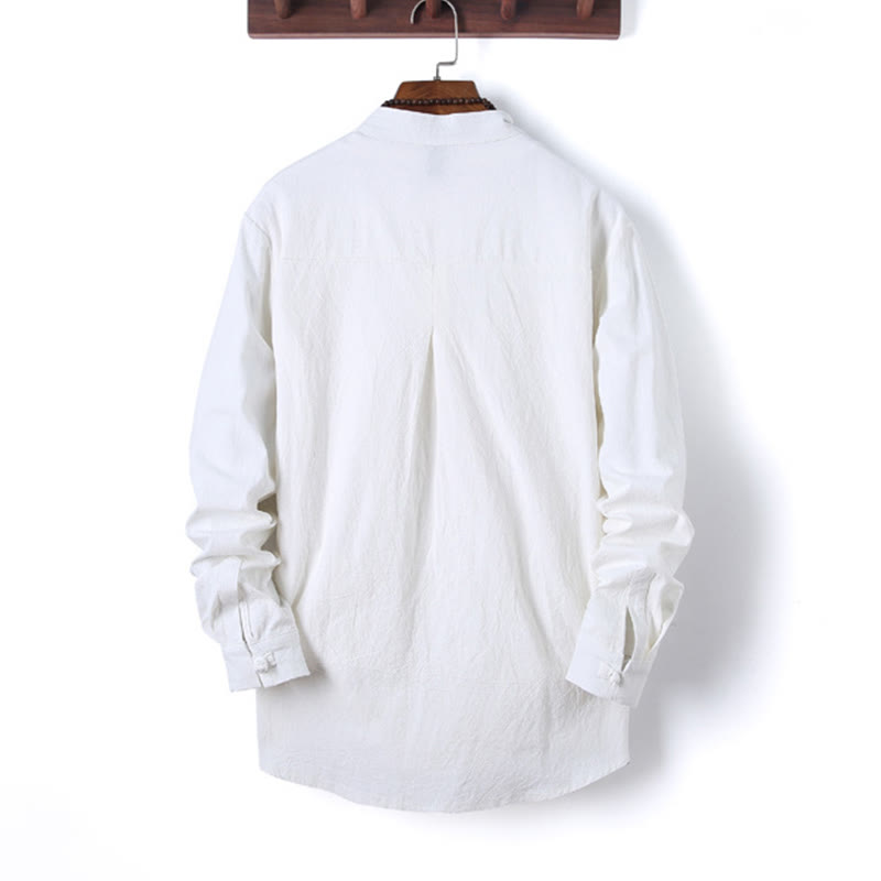 Conjunto de 2 piezas de camisa y pantalón de algodón de manga larga con botones de rana y bolsillos para hombre de Buddha Stones - image 12