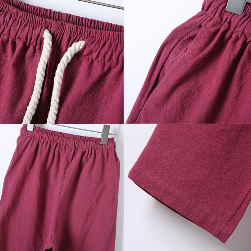 Conjunto de 2 piezas de camisa y pantalón de algodón de manga larga con botones de rana y bolsillos para hombre de Buddha Stones - image 38