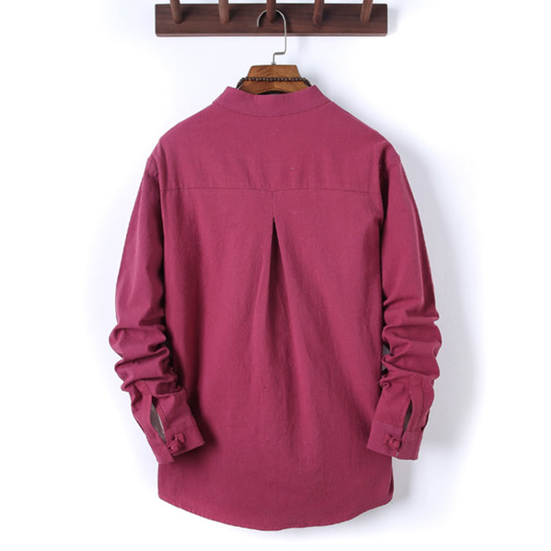 Conjunto de 2 piezas de camisa y pantalón de algodón de manga larga con botones de rana y bolsillos para hombre de Buddha Stones - image 32