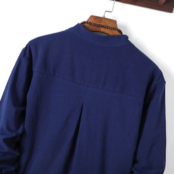 Conjunto de 2 piezas de camisa y pantalón de algodón de manga larga con botones de rana y bolsillos para hombre de Buddha Stones - image 24