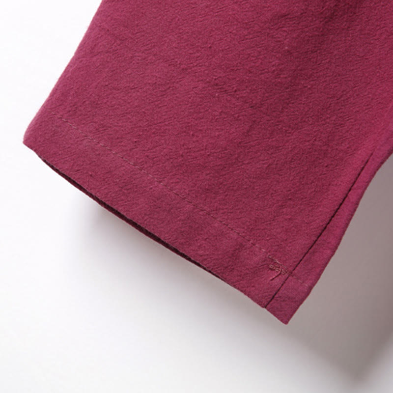 Conjunto de 2 piezas de camisa y pantalón de algodón de manga larga con botones de rana y bolsillos para hombre de Buddha Stones - image 42