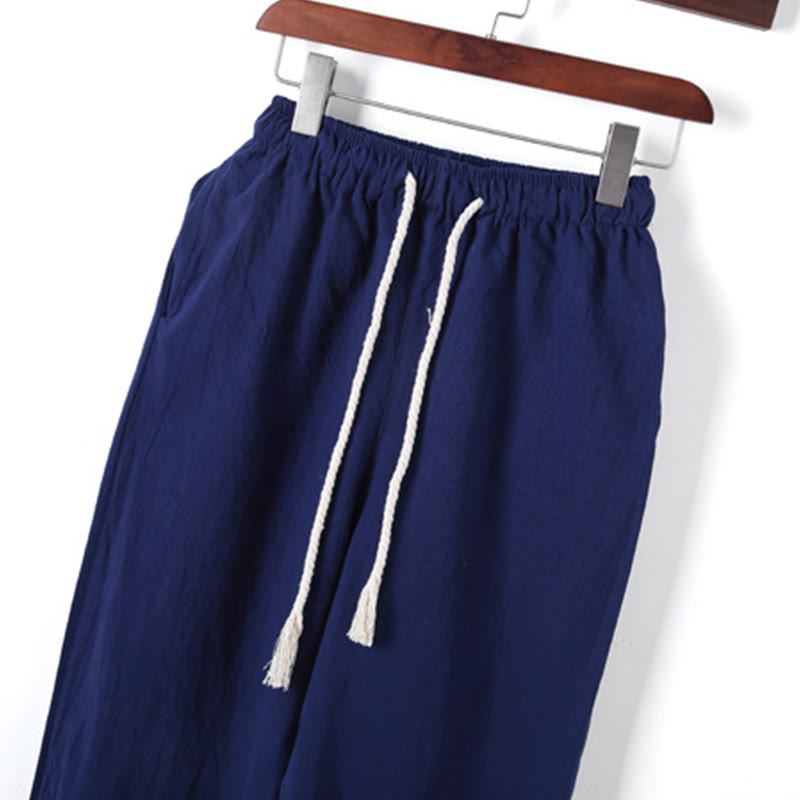 Conjunto de 2 piezas de camisa y pantalón de algodón de manga larga con botones de rana y bolsillos para hombre de Buddha Stones - image 25