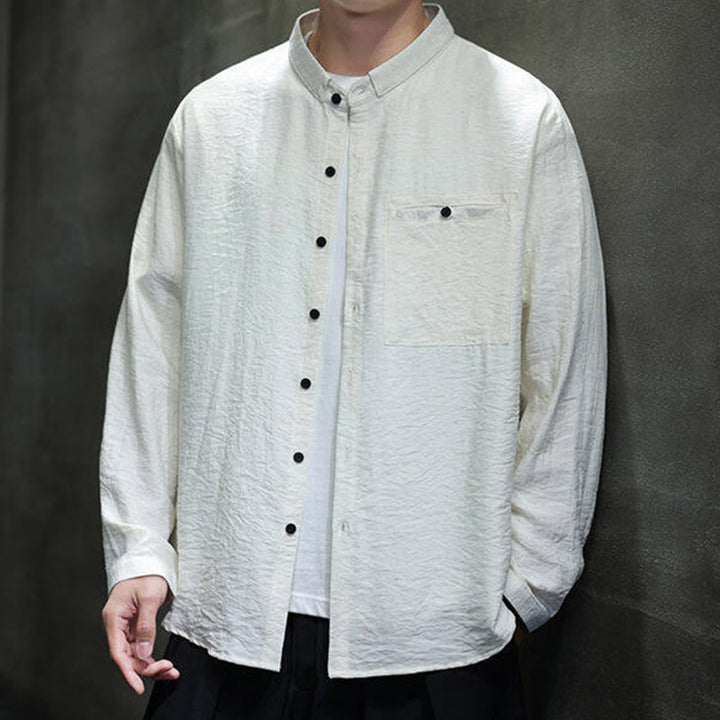 Camisa de manga larga con botones de color liso para hombre con estampado de Buddha Stones Spring - image 11