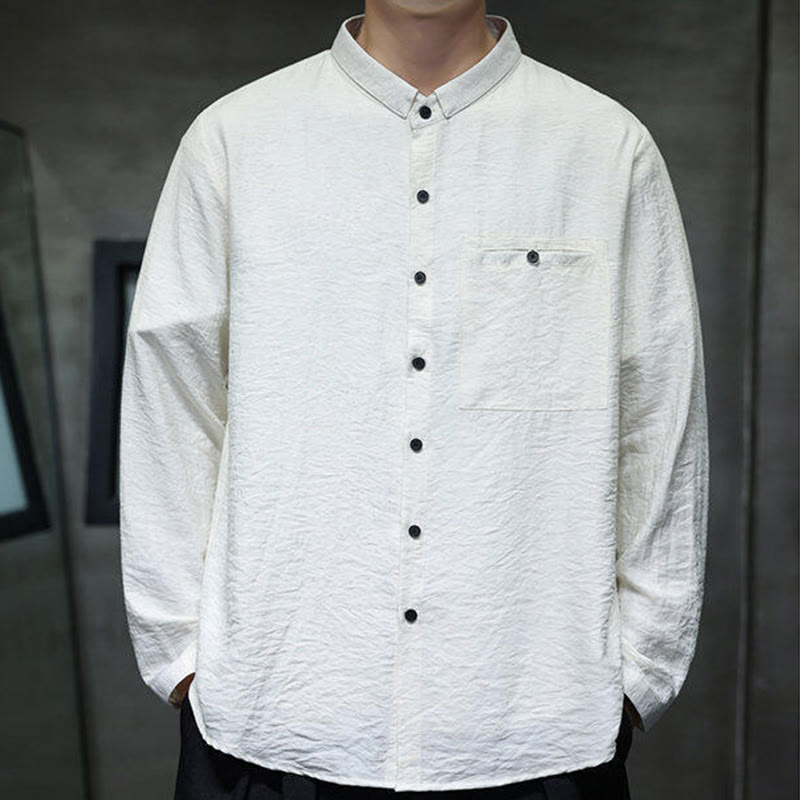 Camisa de manga larga con botones de color liso para hombre con estampado de Buddha Stones Spring - image 7