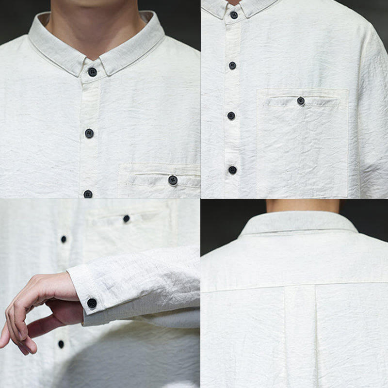 Camisa de manga larga con botones de color liso para hombre con estampado de Buddha Stones Spring - image 16