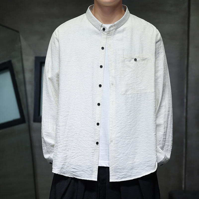 Camisa de manga larga con botones de color liso para hombre con estampado de Buddha Stones Spring - image 12