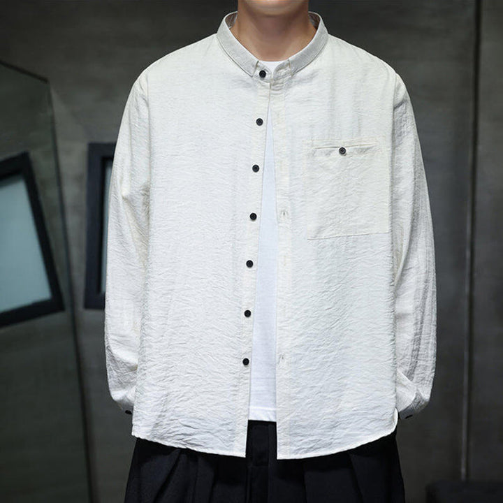 Camisa de manga larga con botones de color liso para hombre con estampado de Buddha Stones Spring - image 12