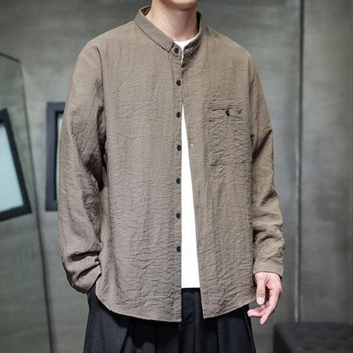 Camisa de manga larga con botones de color liso para hombre con estampado de Buddha Stones Spring - image 18