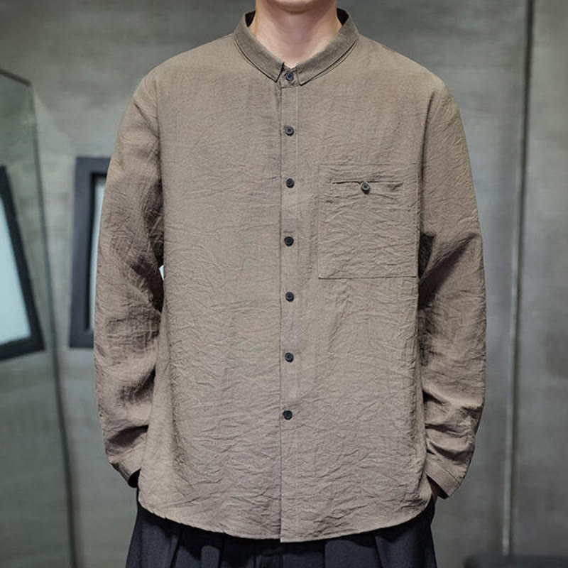 Camisa de manga larga con botones de color liso para hombre con estampado de Buddha Stones Spring - image 22