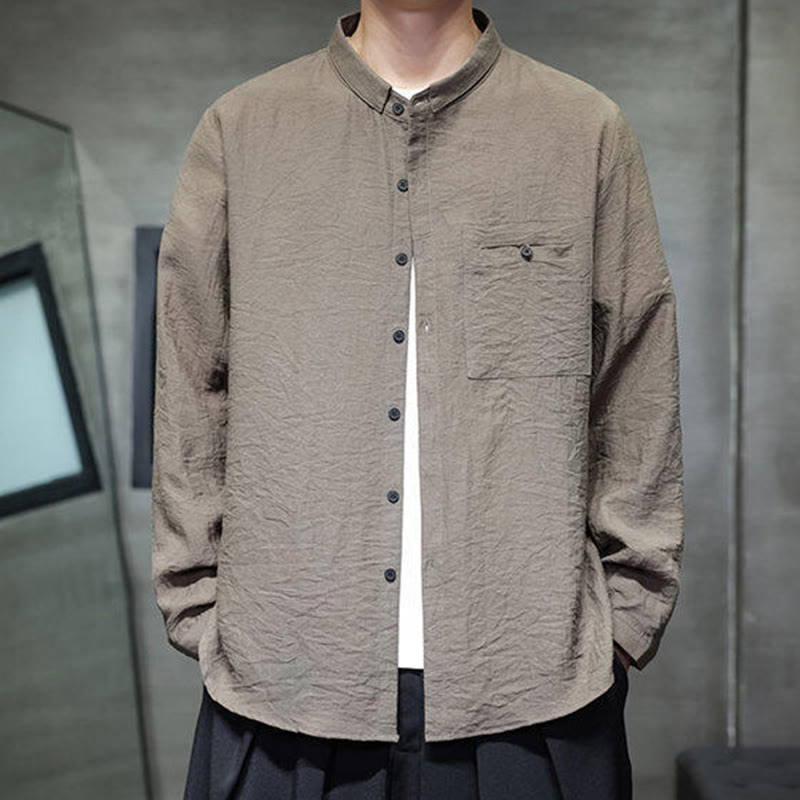 Camisa de manga larga con botones de color liso para hombre con estampado de Buddha Stones Spring - image 19