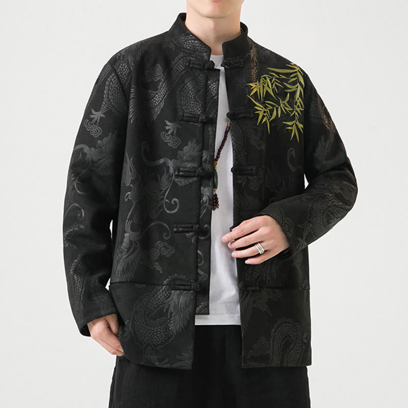 Chaqueta de manga larga para hombre con diseño de rana dragón de bambú y Buddha Stones - image 1
