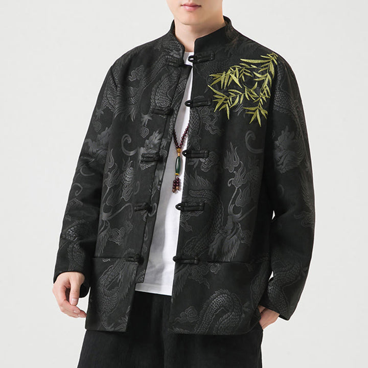Chaqueta de manga larga para hombre con diseño de rana dragón de bambú y Buddha Stones - image 8