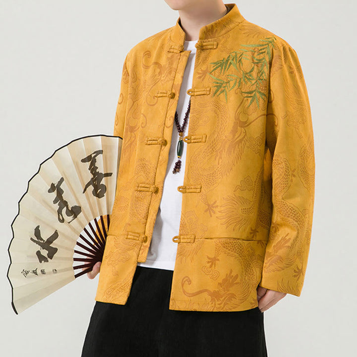 Chaqueta de manga larga para hombre con diseño de rana dragón de bambú y Buddha Stones - image 15