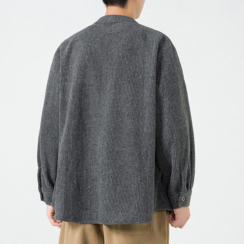 Chaqueta de pana de algodón de manga larga para hombre con botones de rana, color liso y bolsillos, de Buddha Stones - image 14
