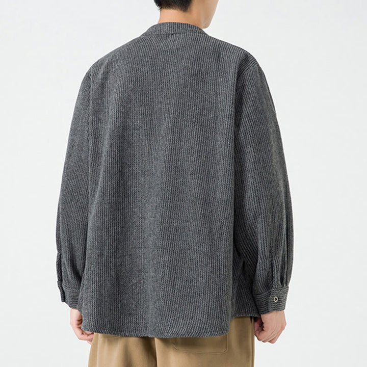 Chaqueta de pana de algodón de manga larga para hombre con botones de rana, color liso y bolsillos, de Buddha Stones - image 14