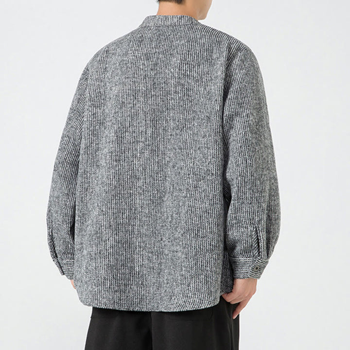 Chaqueta de pana de algodón de manga larga para hombre con botones de rana, color liso y bolsillos, de Buddha Stones - image 26