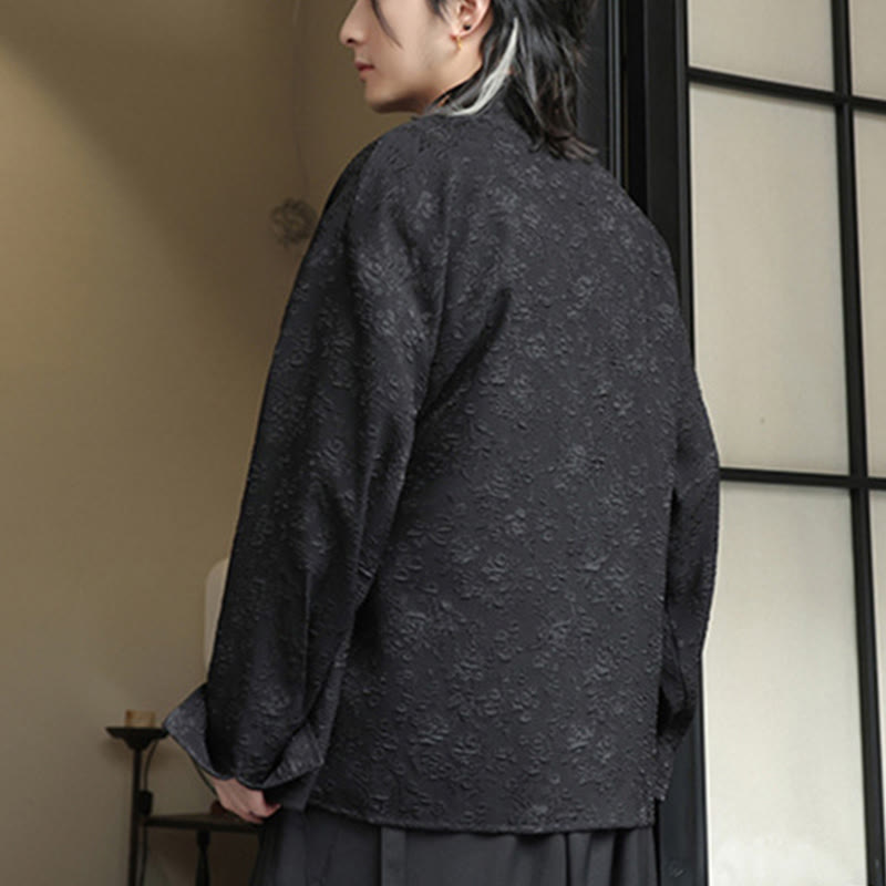 Camisa de manga larga con cordones y cuello en V floral para hombre con estampado de Buddha Stones - image 2