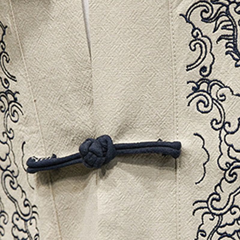 Chaqueta tipo kimono de algodón para hombre, de manga larga, con diseño de Buddha Stones y nubes auspiciosas. - image 6