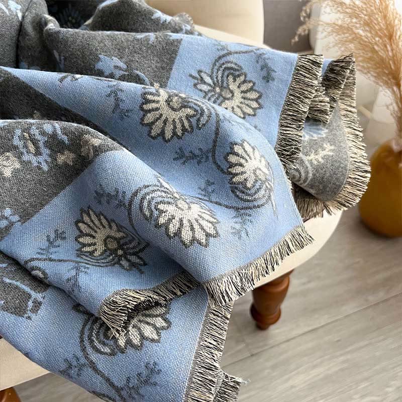 Bufanda chal suave con estampado de flores de cachemira de invierno y Buddha Stones - image 8