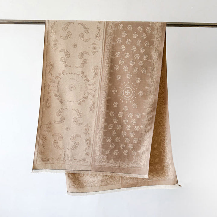 Bufanda chal gruesa, suave, térmica y con borlas, con diseño étnico de cachemira y geometría de patchwork y Buddha Stones - BurlyWood - 186*66 cm - image 14