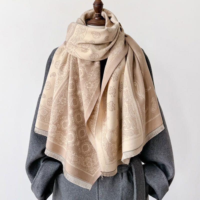 Bufanda chal gruesa, suave, térmica y con borlas, con diseño étnico de cachemira y geometría de patchwork y Buddha Stones - image 15