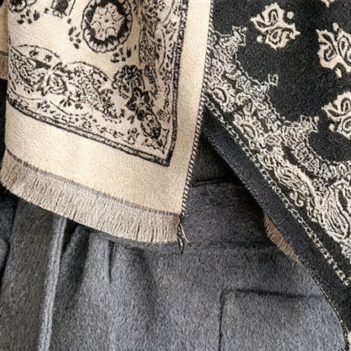 Bufanda chal gruesa, suave, térmica y con borlas, con diseño étnico de cachemira y geometría de patchwork y Buddha Stones - image 11