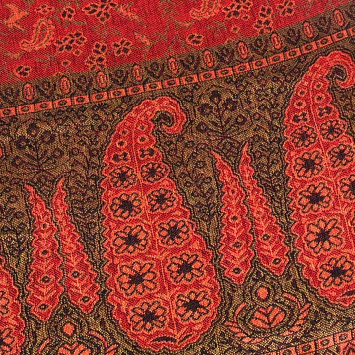 Bufanda chal acogedora con borlas y estampado de cachemira y patchwork en contraste de colores de jacquard con Buddha Stones - image 7