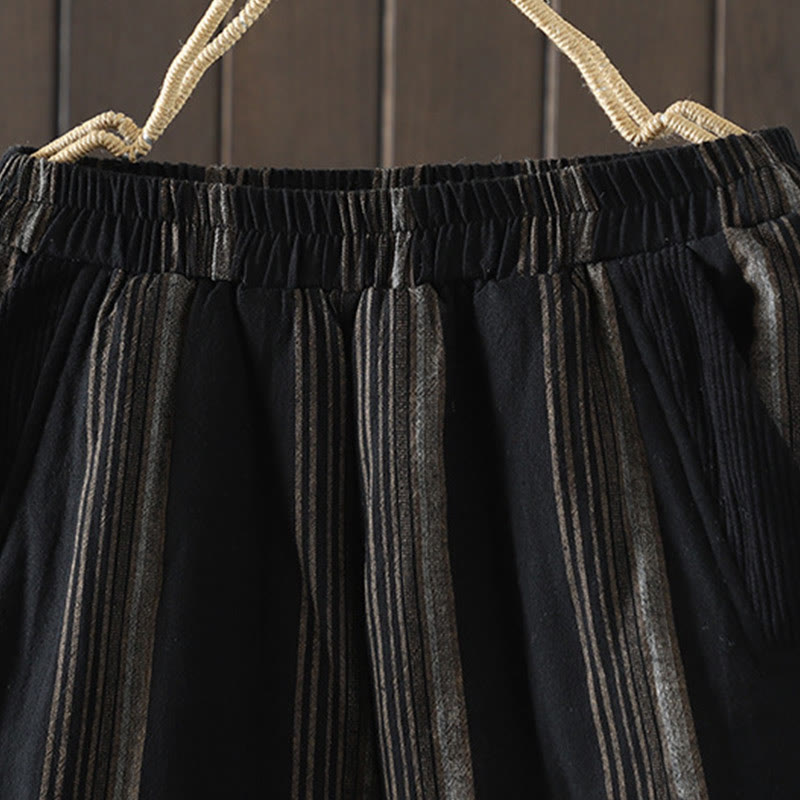 Pantalones harén acolchados de pana de algodón a rayas térmicas Buddha Stones Commute para mujer con bolsillos - image 10