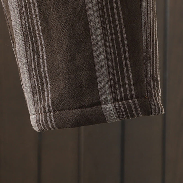 Pantalones harén acolchados de pana de algodón a rayas térmicas Buddha Stones Commute para mujer con bolsillos - image 7