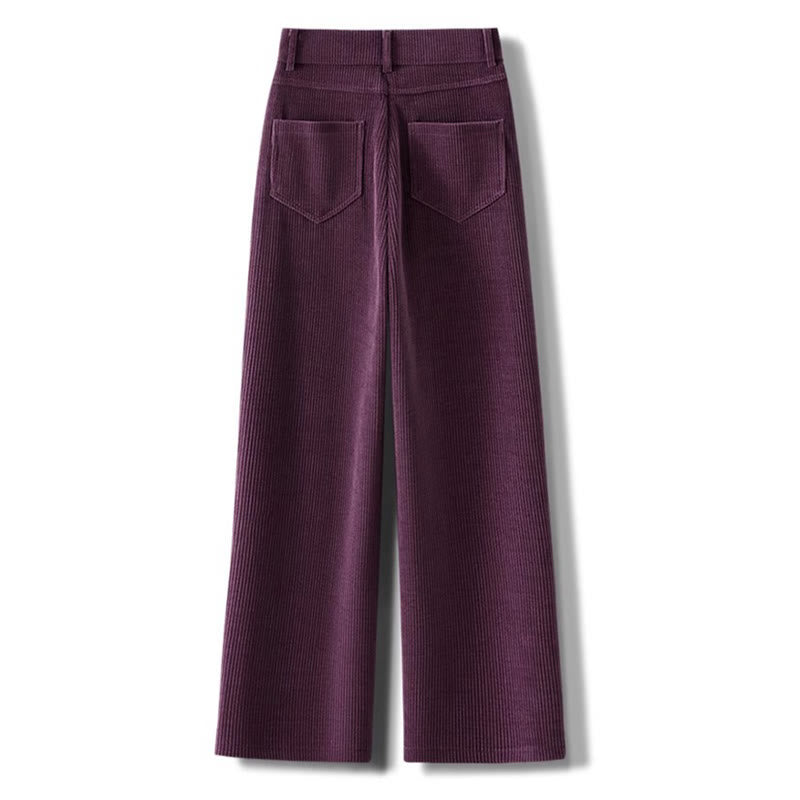 Pantalones anchos de pana de algodón con diseño de pierna recta de invierno para mujer con bolsillos de Buddha Stones - image 6