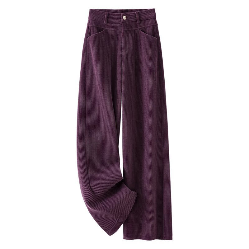 Pantalones anchos de pana de algodón con diseño de pierna recta de invierno para mujer con bolsillos de Buddha Stones - image 11