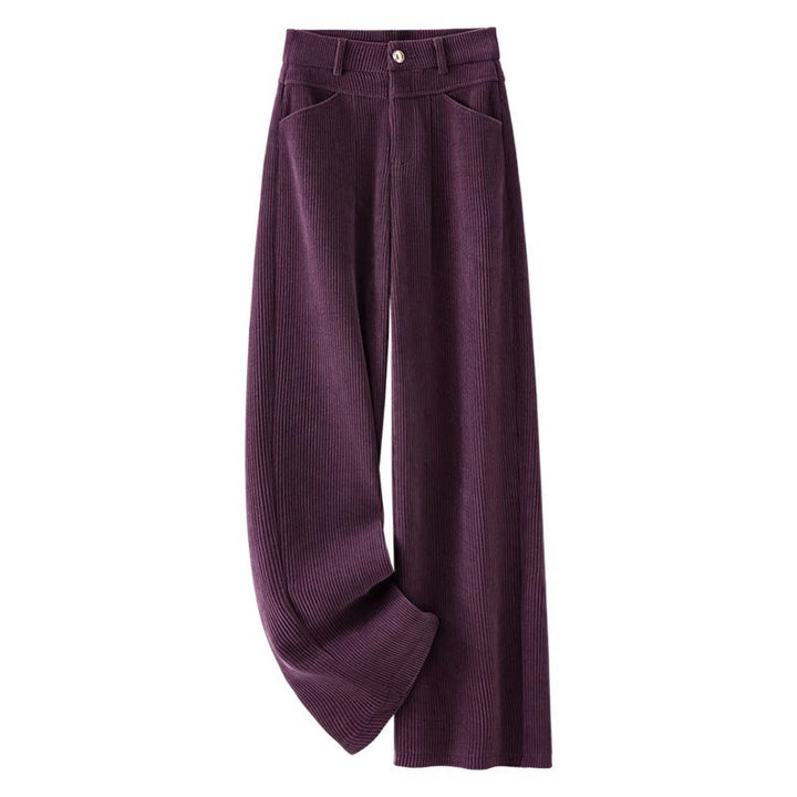 Pantalones anchos de pana de algodón con diseño de pierna recta de invierno para mujer con bolsillos de Buddha Stones - image 11