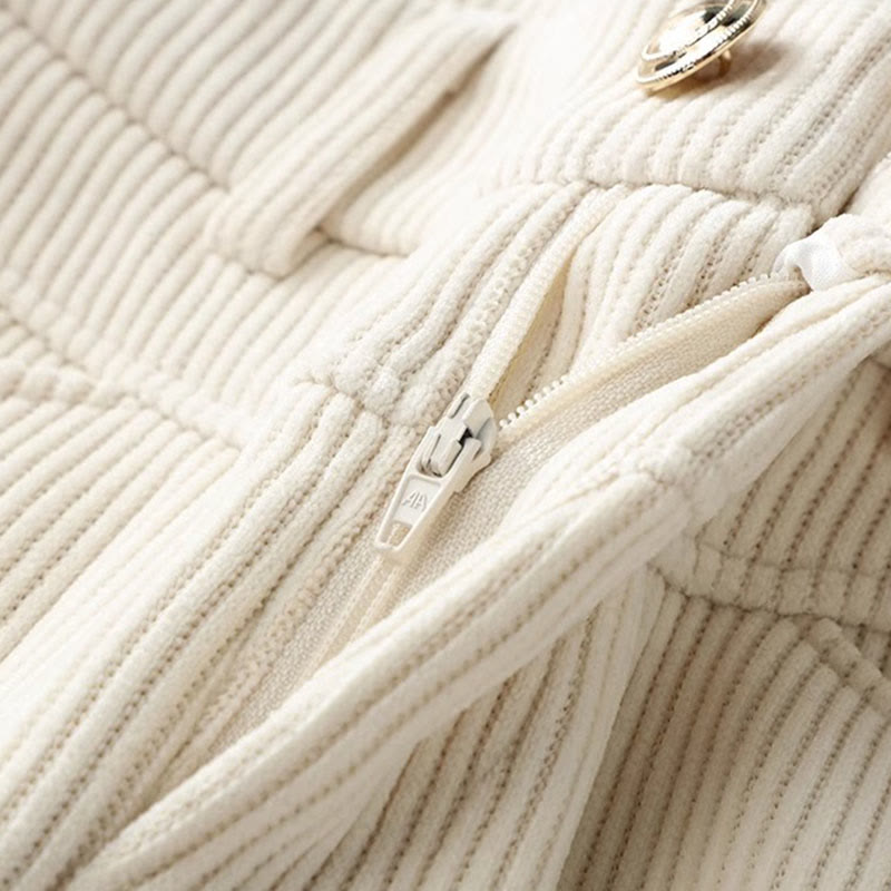 Pantalones anchos de pana de algodón con diseño de pierna recta de invierno para mujer con bolsillos de Buddha Stones - image 2