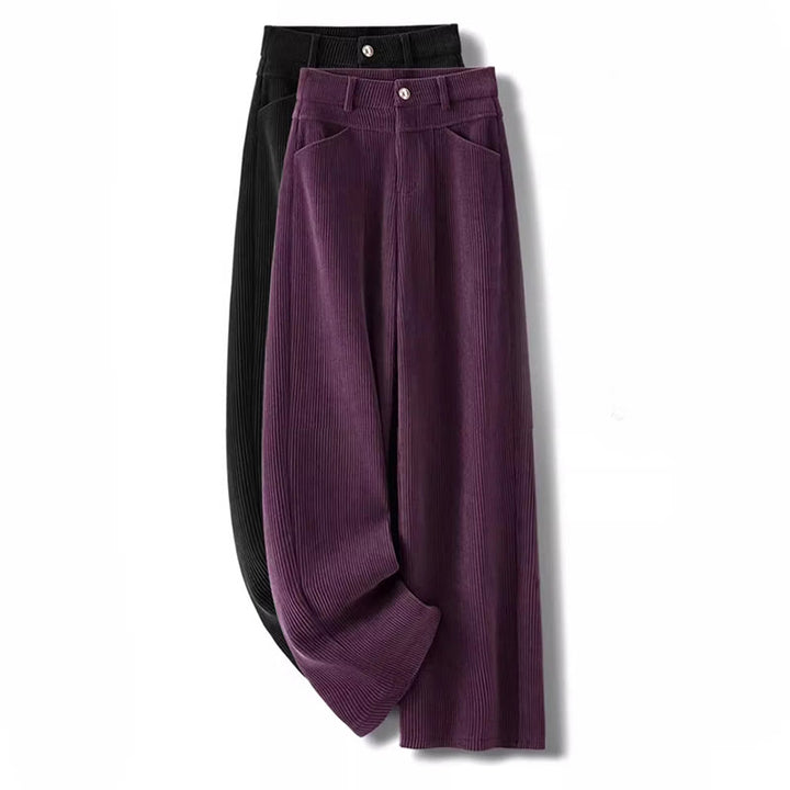 Pantalones anchos de pana de algodón con diseño de pierna recta de invierno para mujer con bolsillos de Buddha Stones - image 14