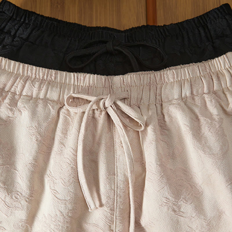 Pantalones de algodón de pierna ancha para mujer con estampado floral de jacquard térmico de invierno y bolsillos . - image 15