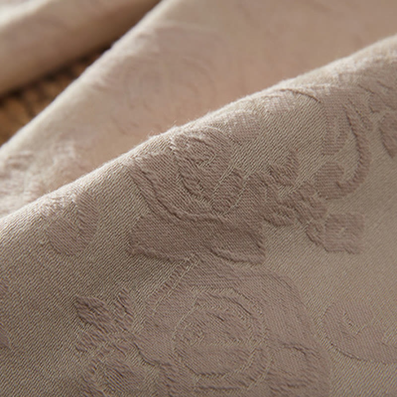 Pantalones de algodón de pierna ancha para mujer con estampado floral de jacquard térmico de invierno y bolsillos . - image 11