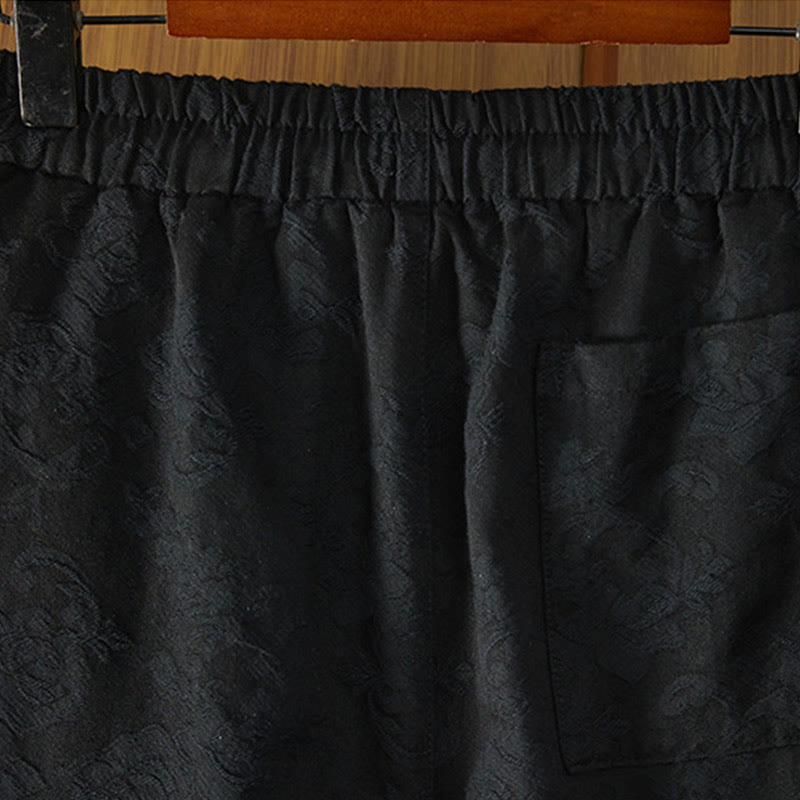 Pantalones de algodón de pierna ancha para mujer con estampado floral de jacquard térmico de invierno y bolsillos . - image 2