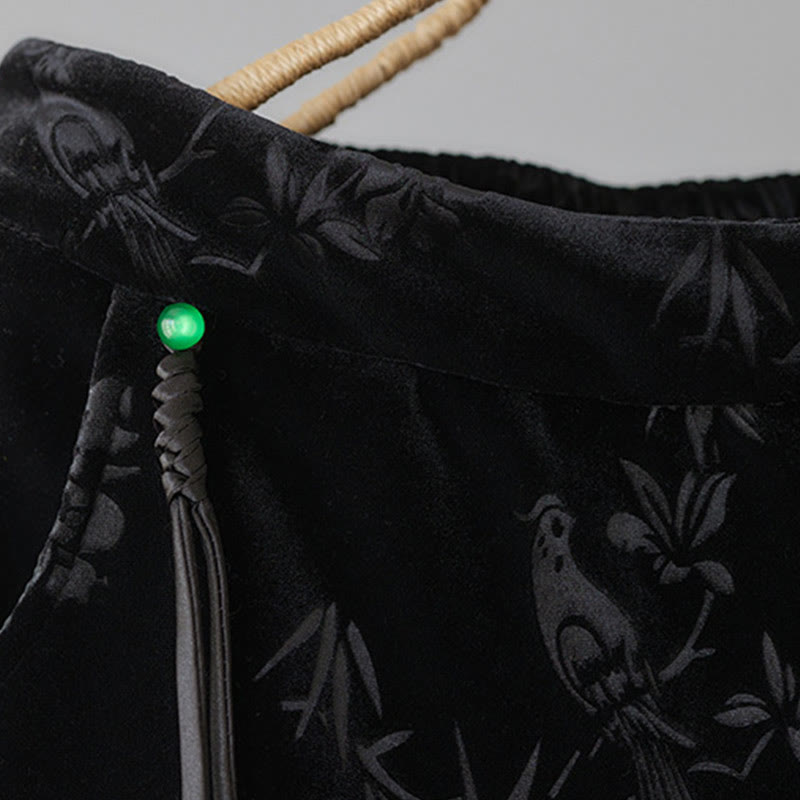 Pantalones Buddha Stones para mujer, de algodón, con forro polar, cintura alta, diseño jacquard, pernera ancha y bolsillos - image 11