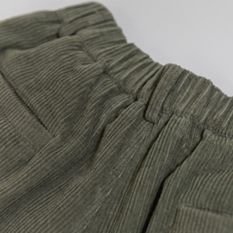 Pantalones de pana de algodón con cintura alta, cremallera y pernera ancha para mujer de Buddha Stones con bolsillos - image 12