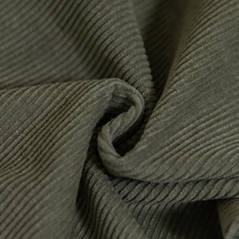 Pantalones de pana de algodón con cintura alta, cremallera y pernera ancha para mujer de Buddha Stones con bolsillos - image 15