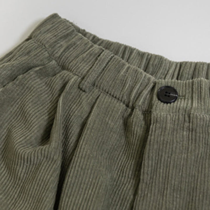 Pantalones de pana de algodón con cintura alta, cremallera y pernera ancha para mujer de Buddha Stones con bolsillos - image 11