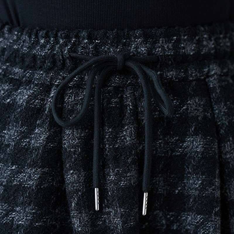 Pantalones de invierno Buddha Stones para mujer, con estampado a cuadros negros y grises, forrados de polar y bolsillos. - image 6