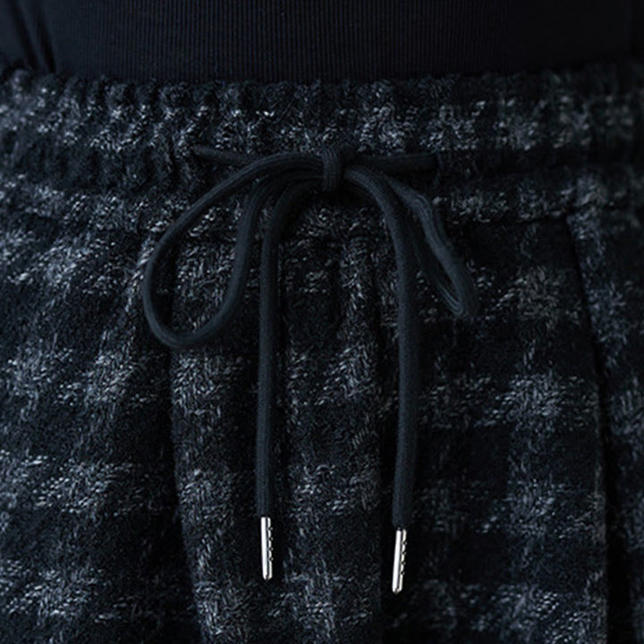 Pantalones de invierno Buddha Stones para mujer, con estampado a cuadros negros y grises, forrados de polar y bolsillos. - image 6