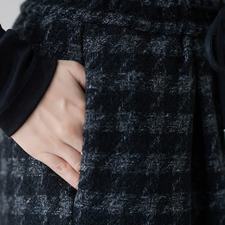 Pantalones de invierno Buddha Stones para mujer, con estampado a cuadros negros y grises, forrados de polar y bolsillos. - image 8