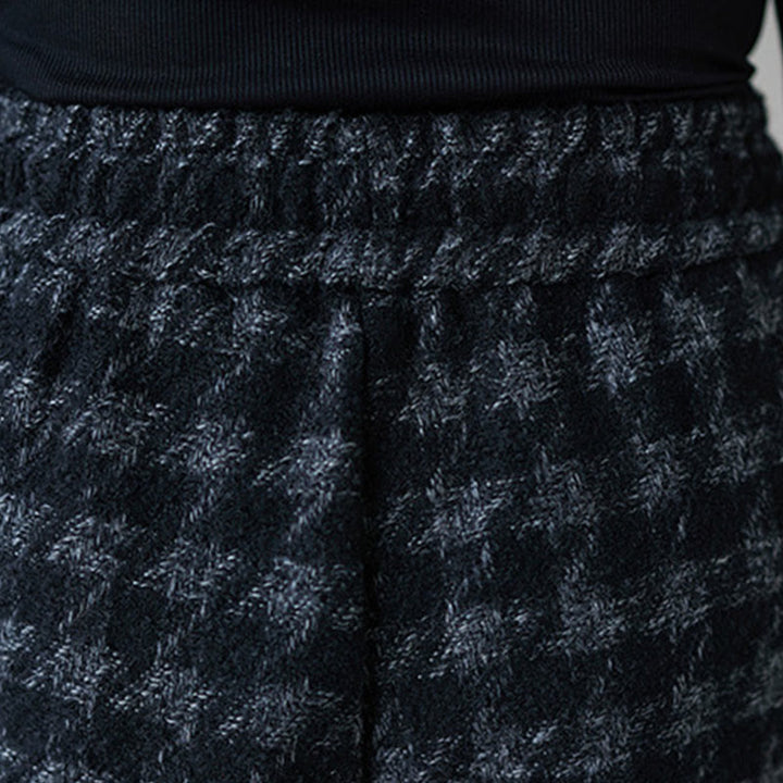 Pantalones de invierno Buddha Stones para mujer, con estampado a cuadros negros y grises, forrados de polar y bolsillos. - image 7